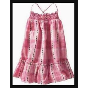 NEW Baby Gap Kids girls sun dress 12-18 smocked maxi pink brown cream plaid tank